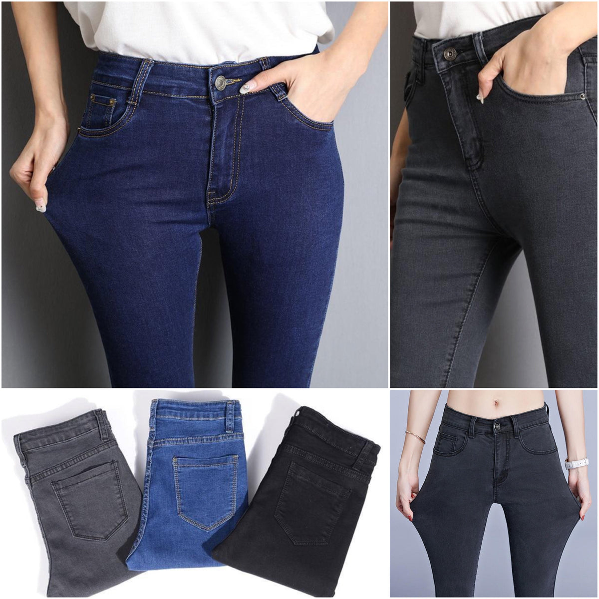 Damen-Jeans High Waist Stretch Klassischer Stil Baumwolle Polyester-5