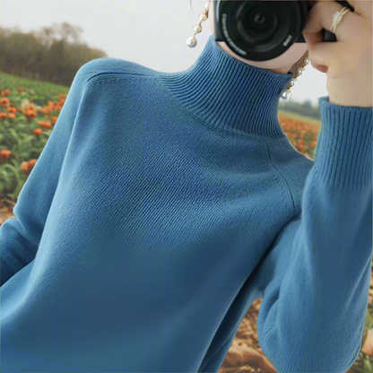 Damen-Strickpullover, Rollkragen, Wollmischung, schmeichelhafte Passform-5