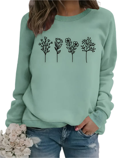 Variant image for Damen-Fleecepullover, geblümt, weicher Fleece, Standardlänge-1