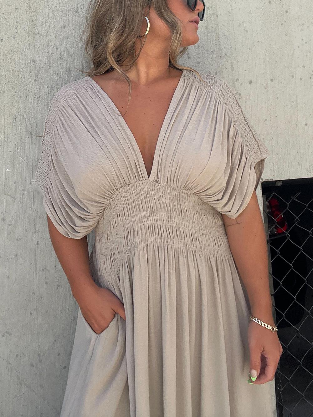 Damen-Maxikleid, fließendes Design, leichtes Material-4