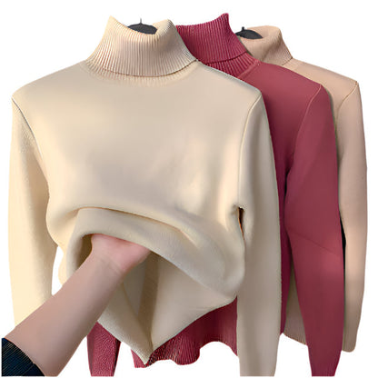 Damen-Rollkragenpullover, Wolle, normale Passform, lange Ärmel-1