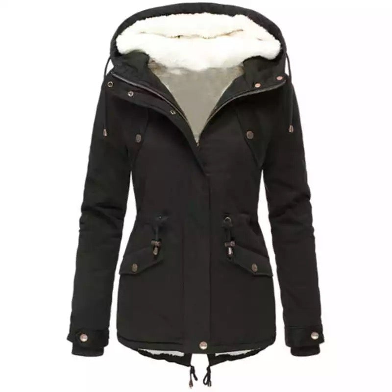 Variant image for Damen-Parka, modernes Design, verstellbare Kapuze, Baumwolle, Polyester-11