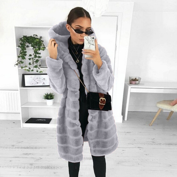 Damen-Langer Wintermantel, mit Kapuze, Klassisches Polyester-1