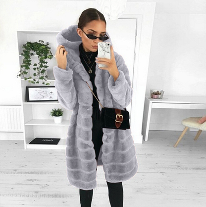 Damen-Langer Wintermantel, mit Kapuze, Klassisches Polyester-1
