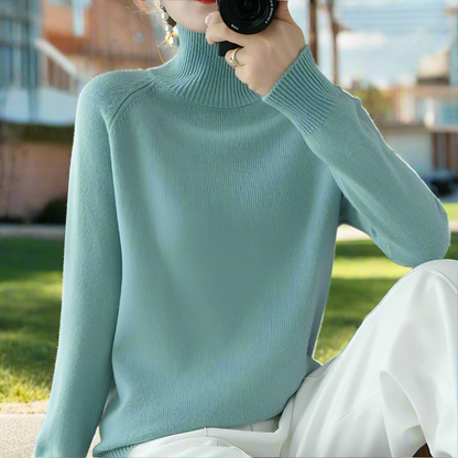Damen-Strickpullover, Rollkragen, Wollmischung, schmeichelhafte Passform-2