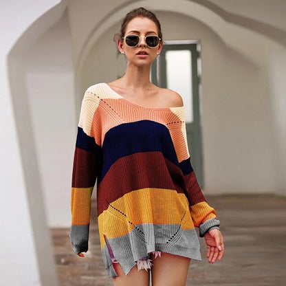 Damenpullover langärmlig Regenbogendesign Baumwolle und Polyester-5