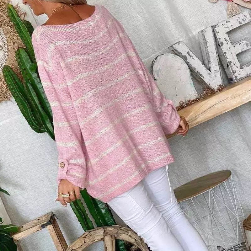 Damen-Strickpullover, lange Baumwolle, Polyester, Rundhals, Ausschnitt, relaxed, fit-3