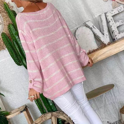 Damen-Strickpullover, lange Baumwolle, Polyester, Rundhals, Ausschnitt, relaxed, fit-3