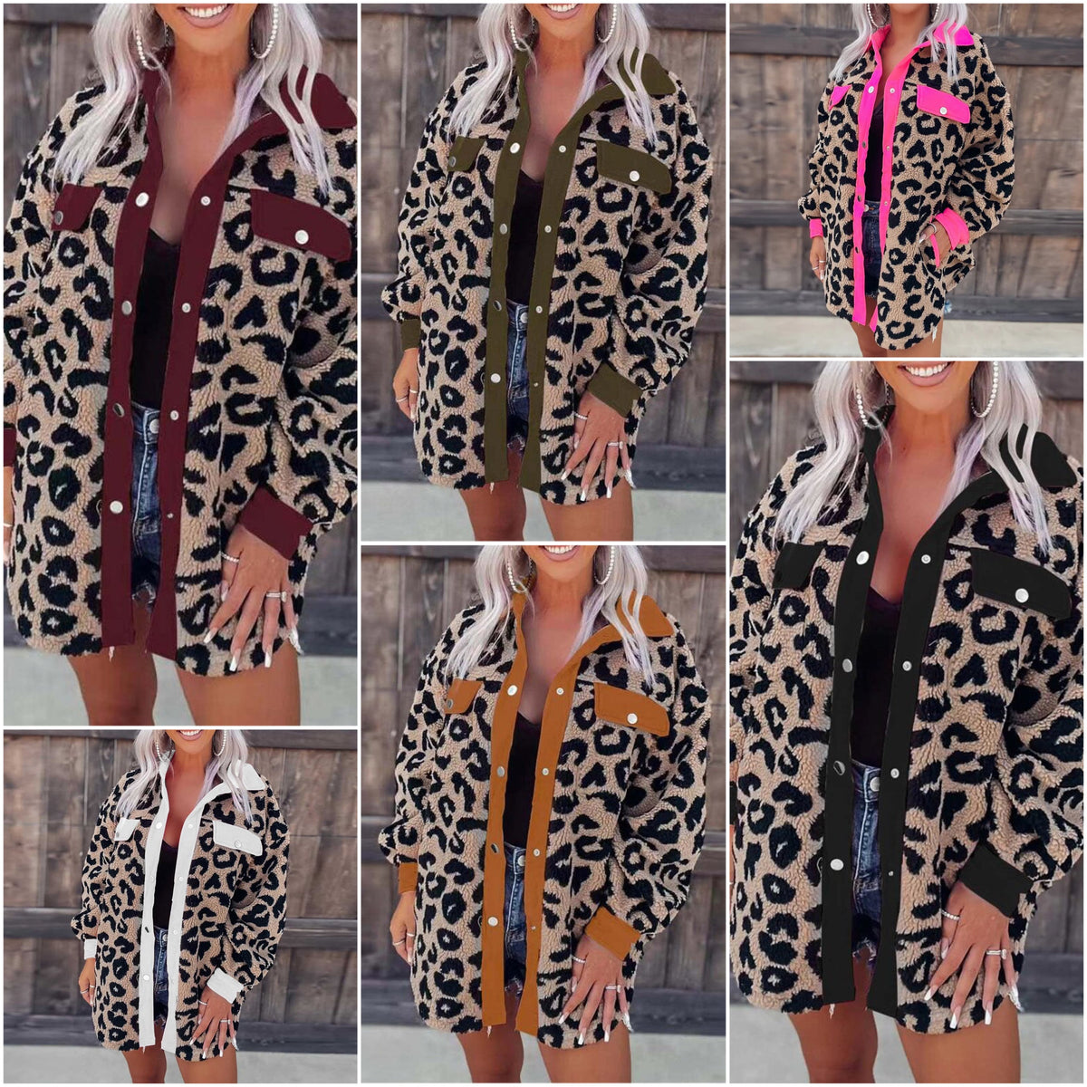 Damen-Mantel Leopardenprint Weiches Polyester Langes Design-2