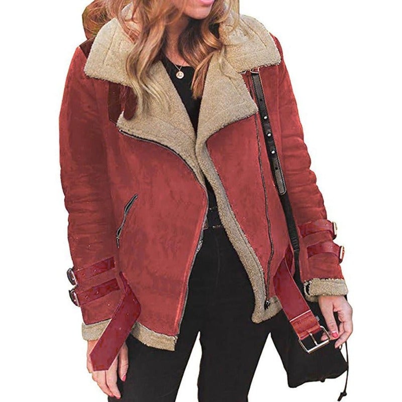 Damenjacke Oversized Asymmetrischer Reißverschluss Baumwolle Polyester-3