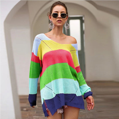 Variant image for Damenpullover langärmlig Regenbogendesign Baumwolle und Polyester-6