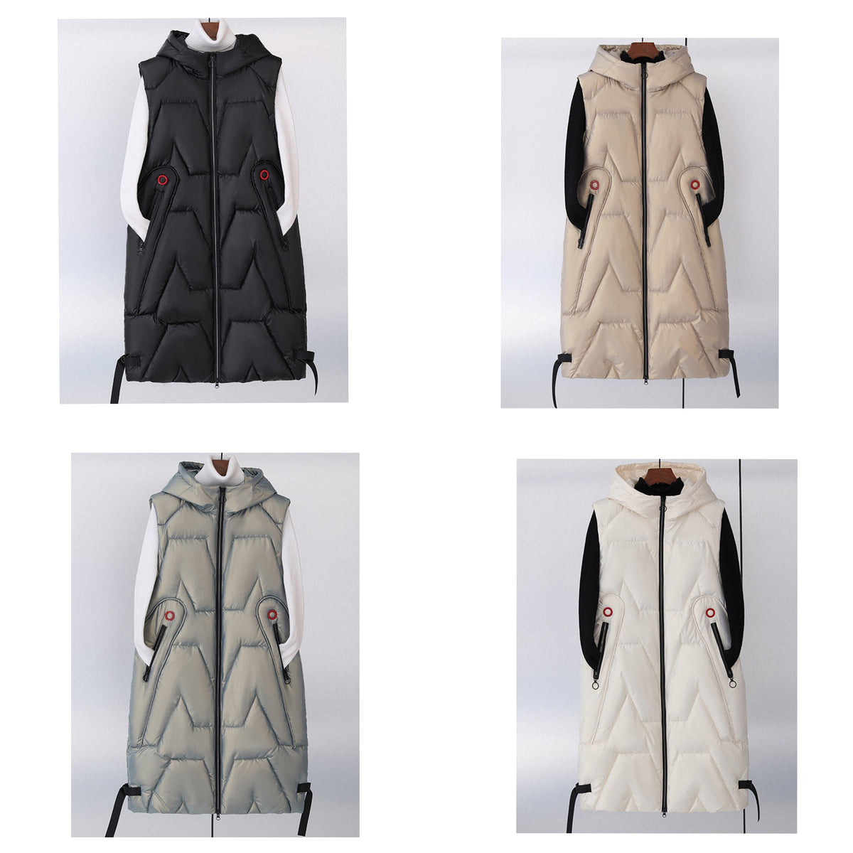 Damen-Daunenweste, gesteppt mit Kapuze, Polyester-4