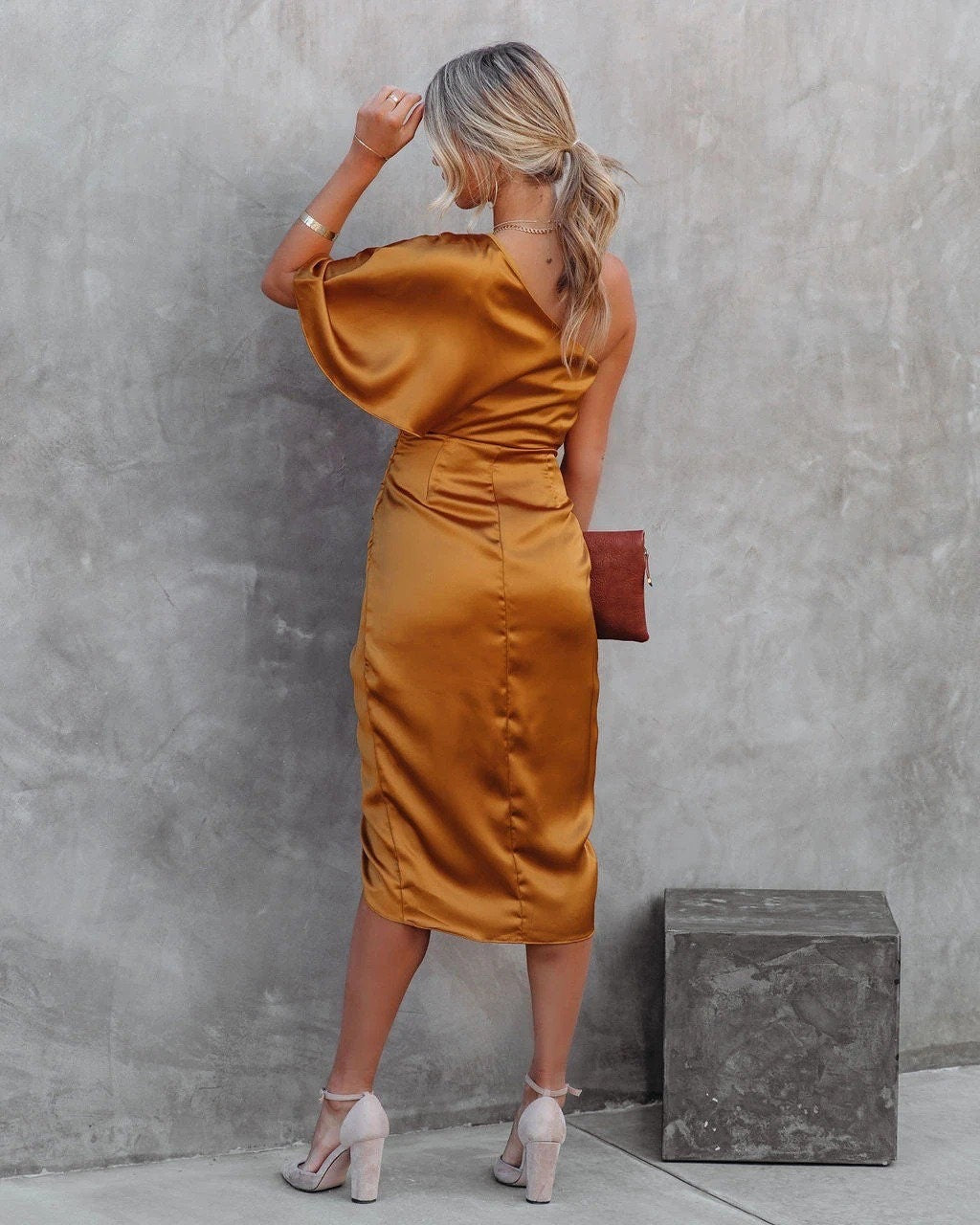 Damen-Satinkleid, elegantes Design, atmungsaktives Material-5