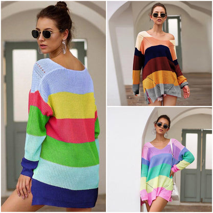 Damenpullover langärmlig Regenbogendesign Baumwolle und Polyester-6