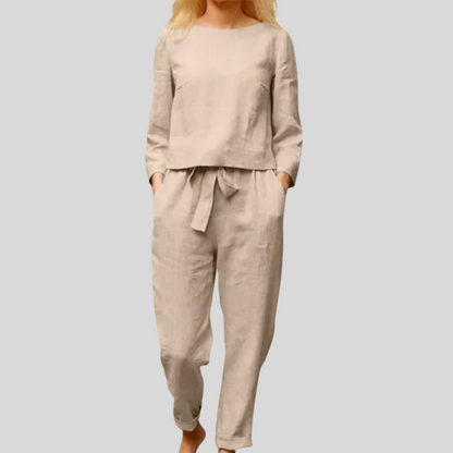 Damen-zweiteiliges Top, monochrom, hochwertiger Stoff-2