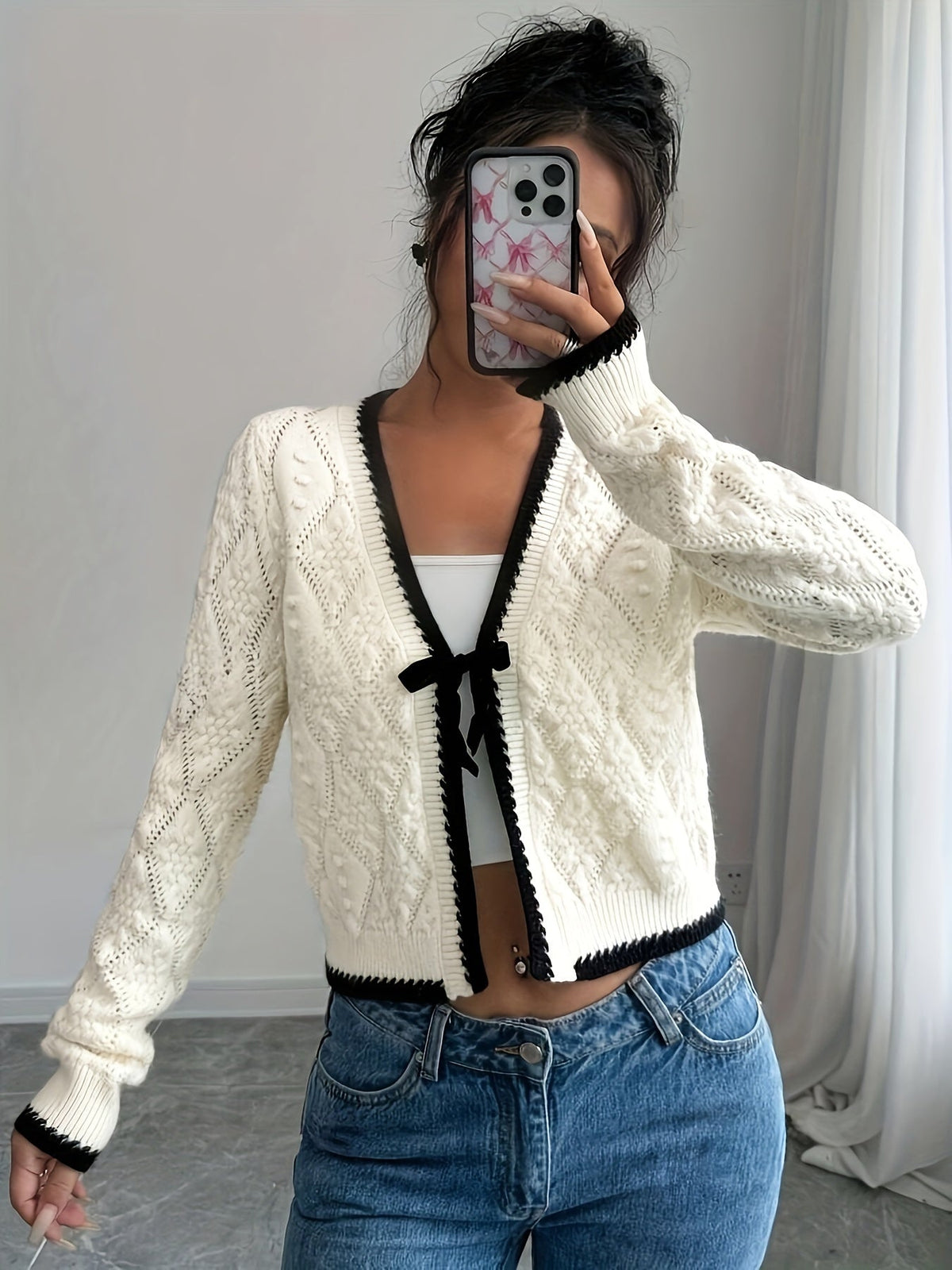 Damen V-Ausschnitt Pullover Weiche Baumwolle-1