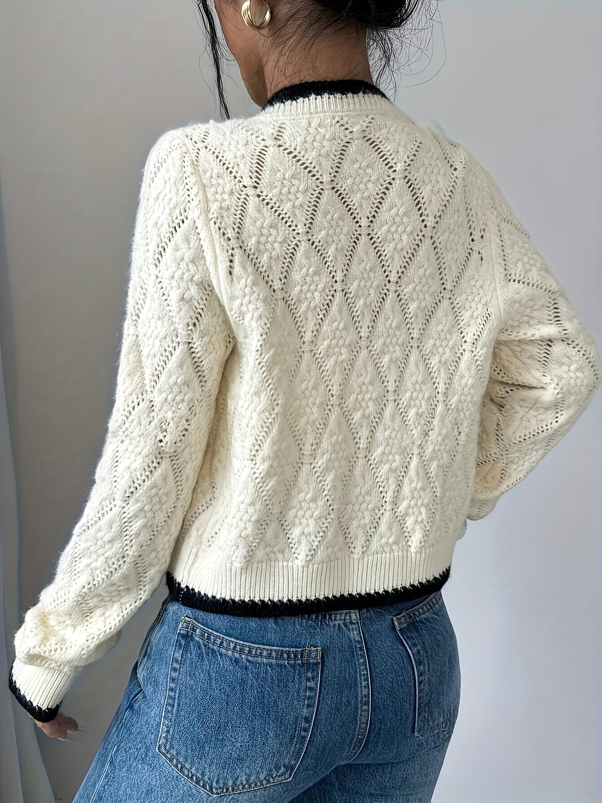 Damen V-Ausschnitt Pullover Weiche Baumwolle-3