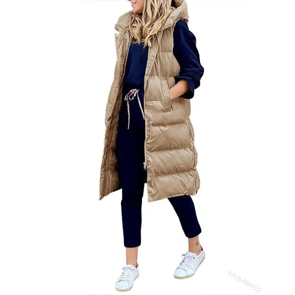 Variant image for Damen-Mantel Ärmellos Lang Polyester Wintermode-17