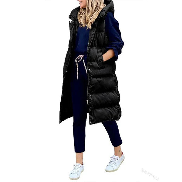 Damen-Mantel Ärmellos Lang Polyester Wintermode-4
