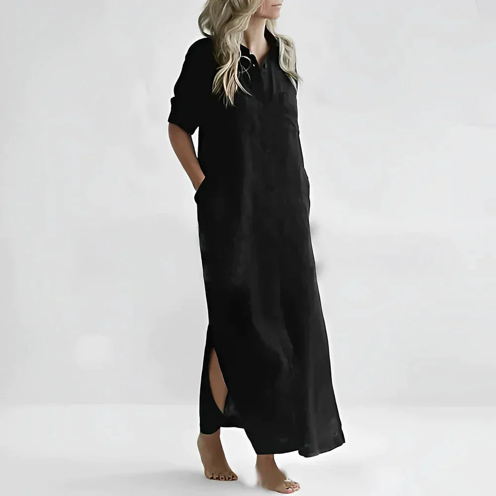 Damenkleid, Seitenschlitz, Polo, Stil, nachhaltiges Material 5