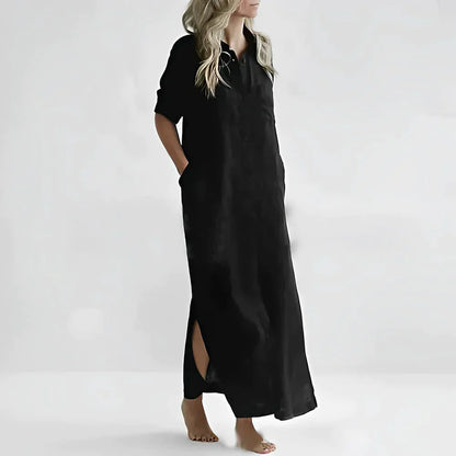Damenkleid, Seitenschlitz, Polo, Stil, nachhaltiges Material 5