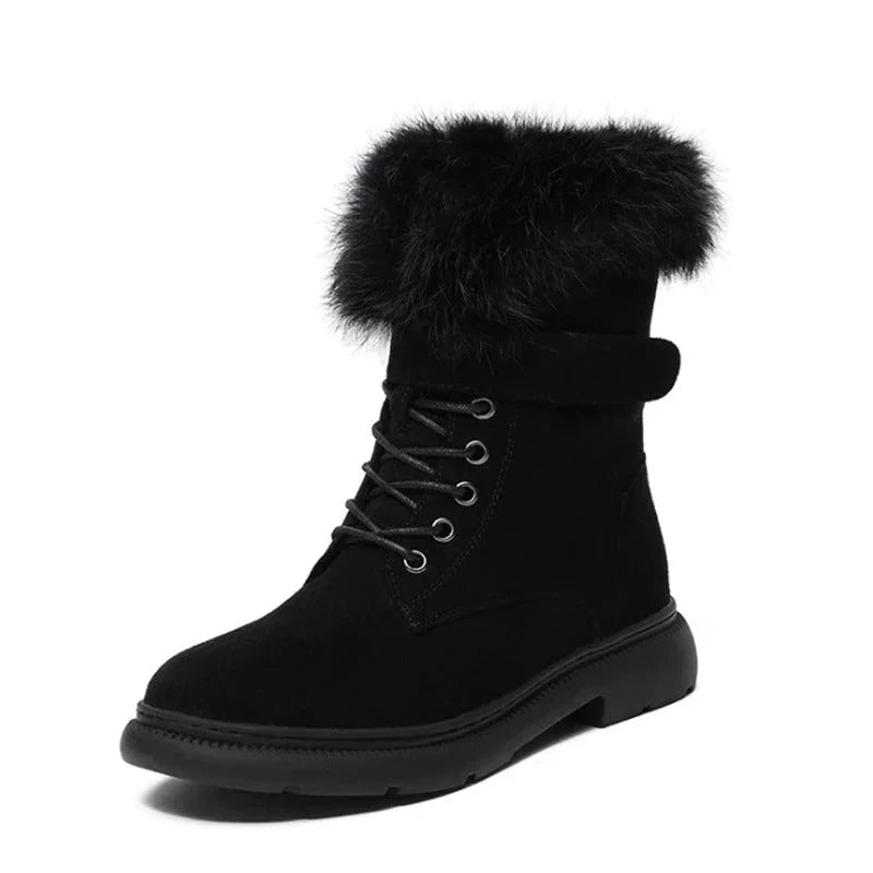 Gefütterte Damen-Winterstiefel, Synthetikmaterial, elegantes Design-3