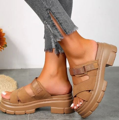 Damen-orthopädische Keilsandalen, stoßdämpfendes PU-Design-2