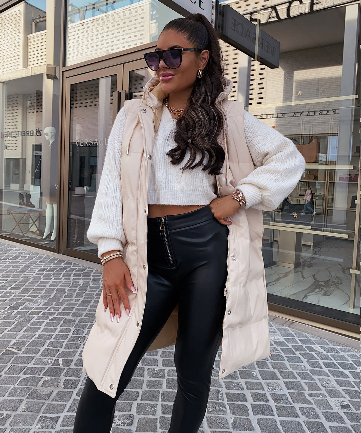 Damenjacke Wärmeisolierend Synthetikleder Moderner Stil-3