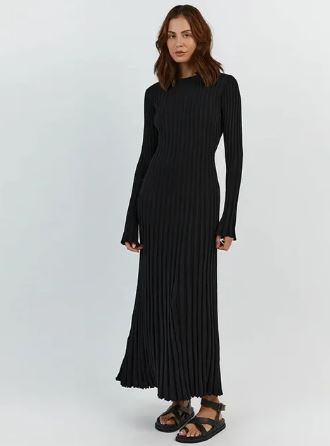 Variant image for Damen-Maxikleid, Geripptes Design, Weicher Elastischer Mix-26