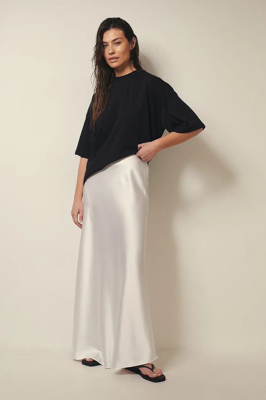 Damen-High-Waist-Rock Satin Elegant Komfortabel-3