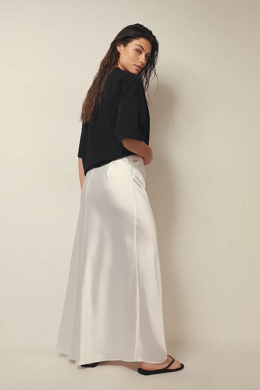 Damen-High-Waist-Rock Satin Elegant Komfortabel-4