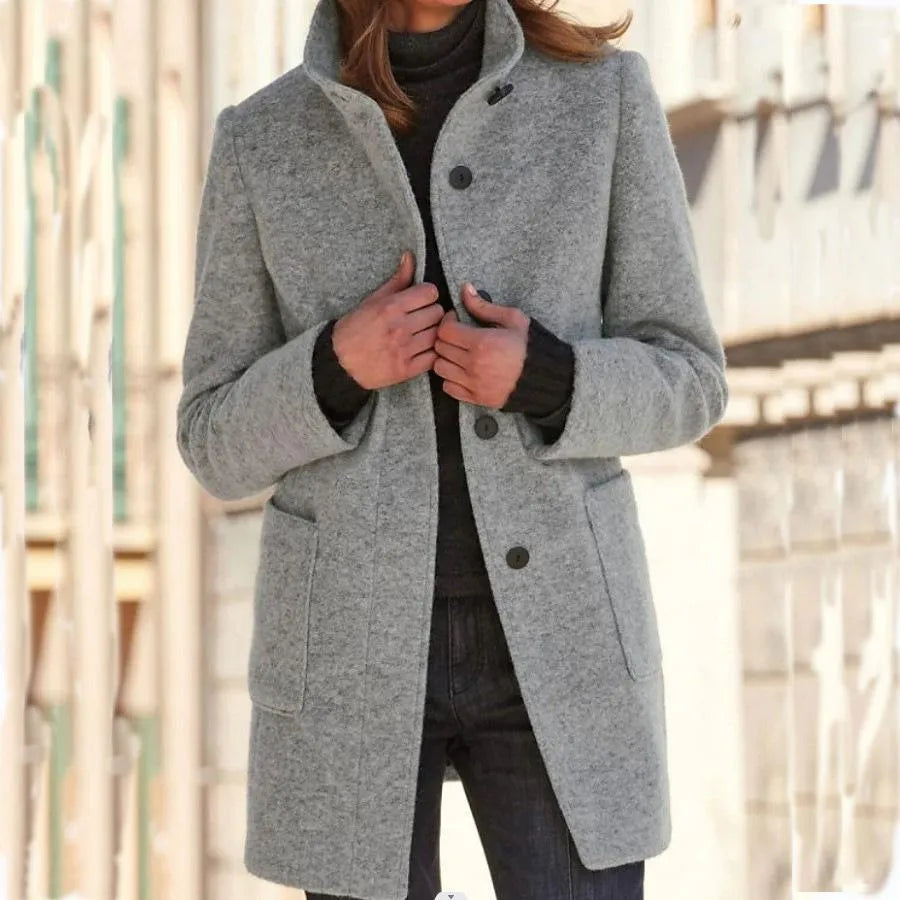 Elegante Damenjacke aus Wolle mit Knöpfen – Hochwertige Jacke für Damen, normale Passform, perfekt für Alltag und festliche Anlässe 1