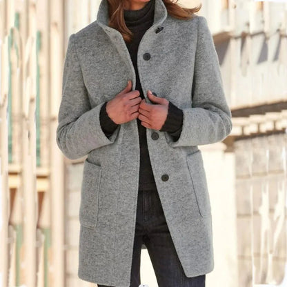 Elegante Damenjacke aus Wolle mit Knöpfen – Hochwertige Jacke für Damen, normale Passform, perfekt für Alltag und festliche Anlässe 1