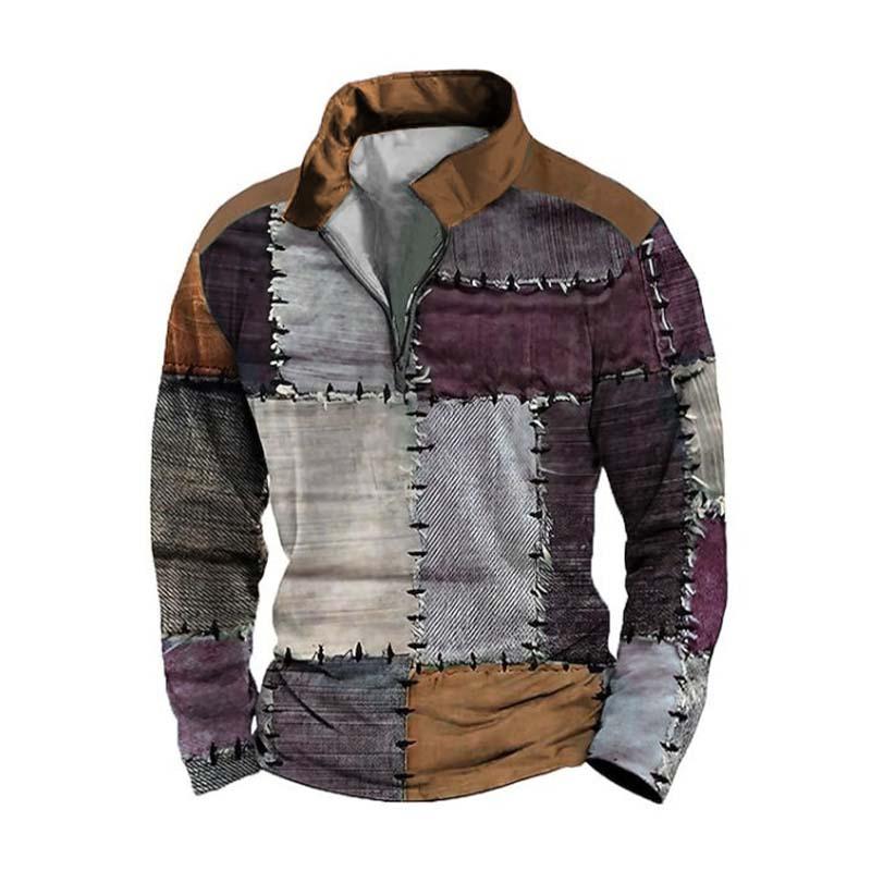 Variant image for Herren-Poloshirt, langärmelig, 3D-Druck, Reißverschluss, hochwertiger Stoff-17