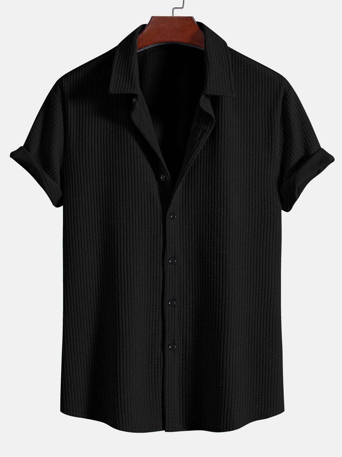 Herrenhemd, kurzärmlig, geometrisches Design, Polyester, lässige Passform 5