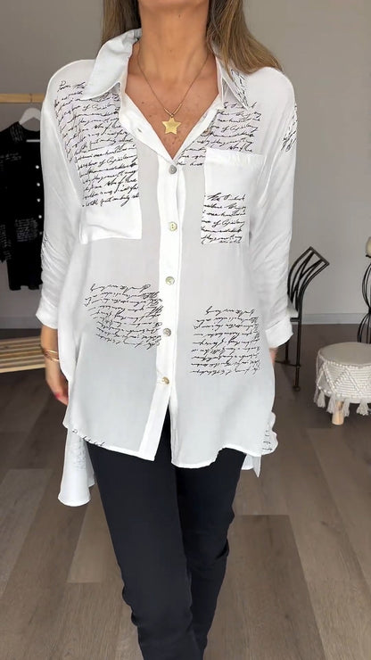 Damen-Hemd, Buchdruck, trendiges Design aus Baumwolle und Polyester 8