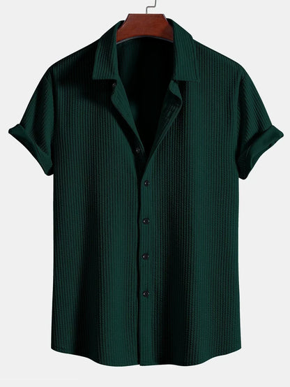 Herrenhemd, kurzärmlig, geometrisches Design, Polyester, lässige Passform 9