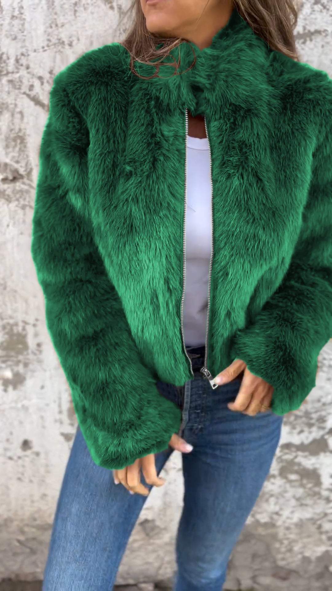 Damen-Kunstfelljacke, trendig, warm, elegant-6