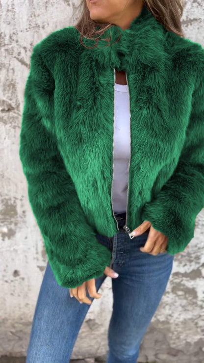 Damen-Kunstfelljacke, trendig, warm, elegant-6