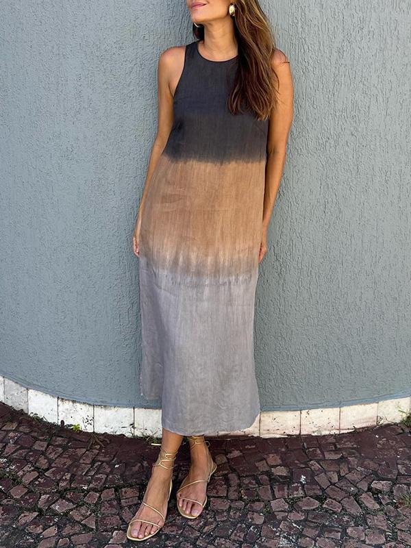 Variant image for Damenkleid Lang Batik-Optik Weiches Gewebe Fließende Passform-15
