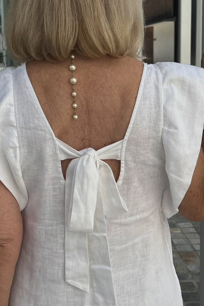 Damen-Freizeitkleid, lässig, Baumwolle, Leinen-4