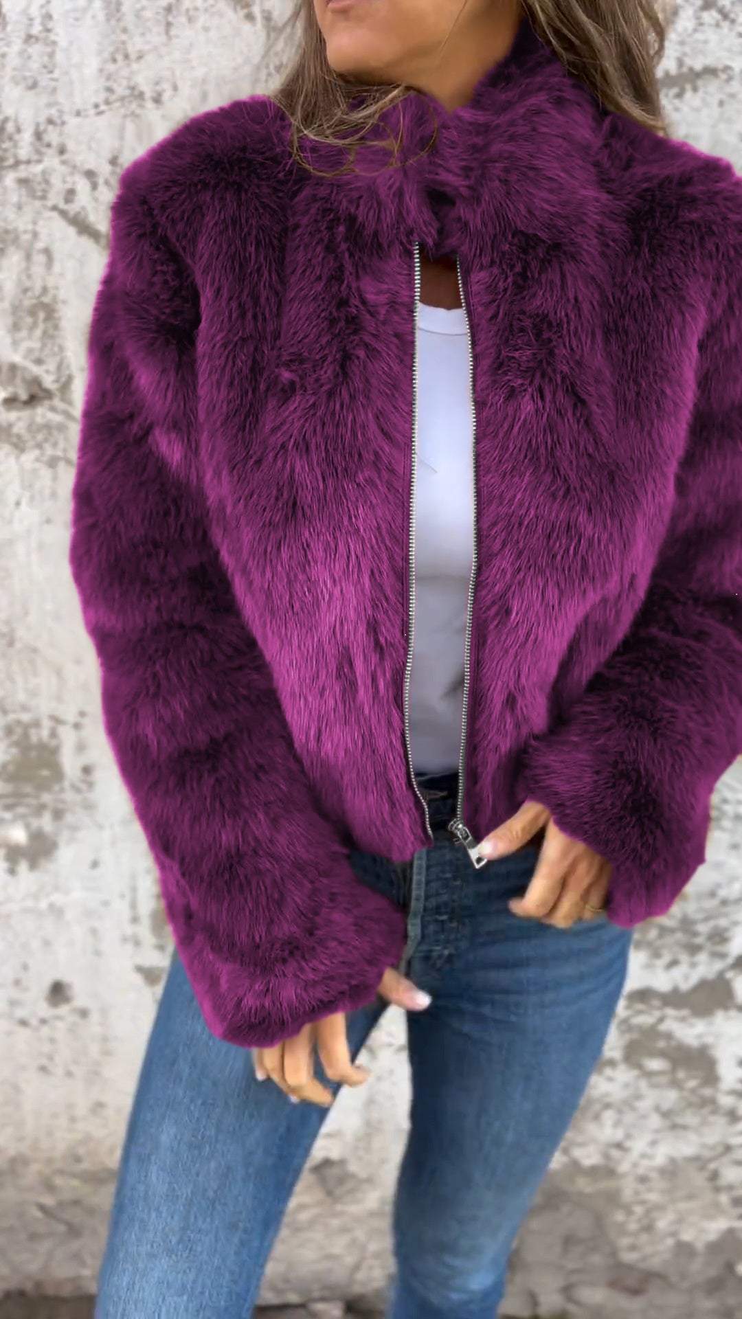 Variant image for Damen-Kunstfelljacke, trendig, warm, elegant-31