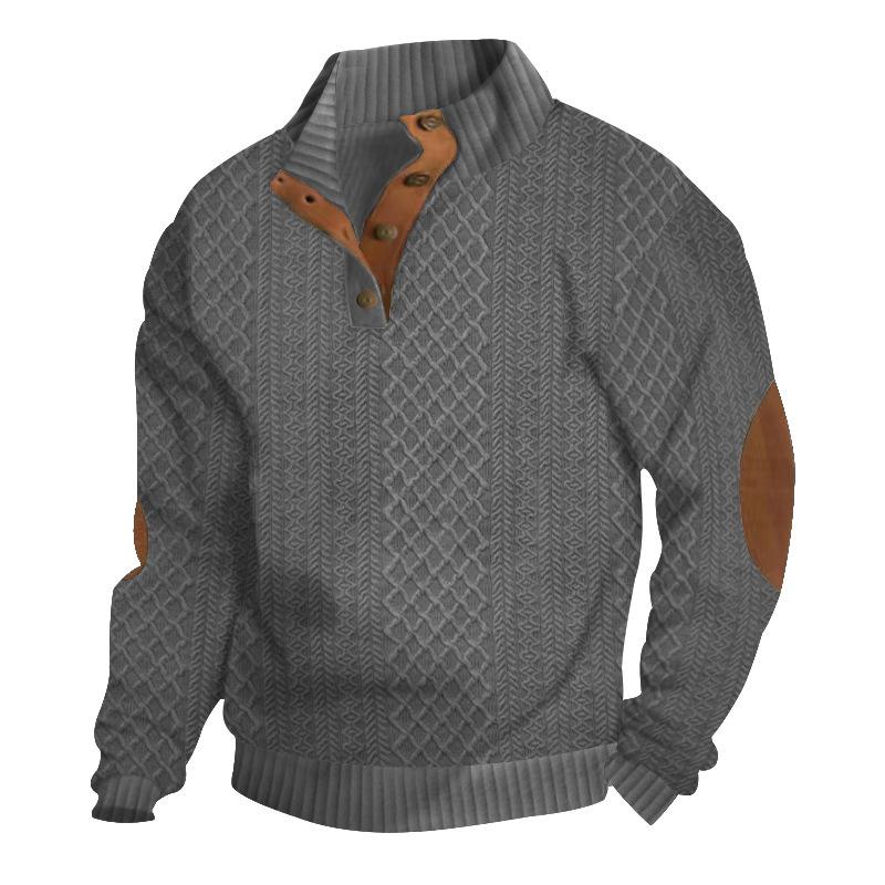 Herren-Pullover, langärmelig, Jacquard, gestrickt, Stehkragen 6