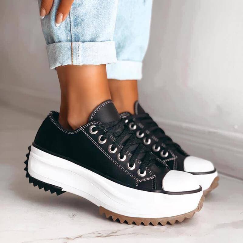Damen-Plateau-Sneaker, synthetisches Material, bequemes Design 8