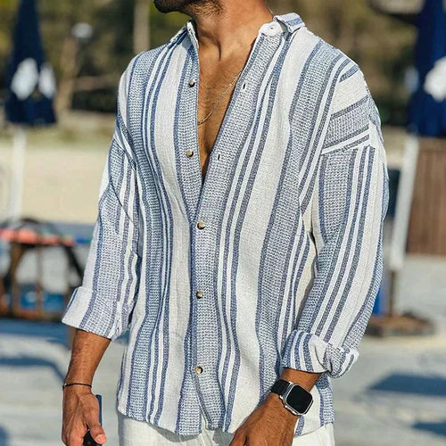 Herrenhemd, gestreift, leichte Baumwolle, für den Sommer 1