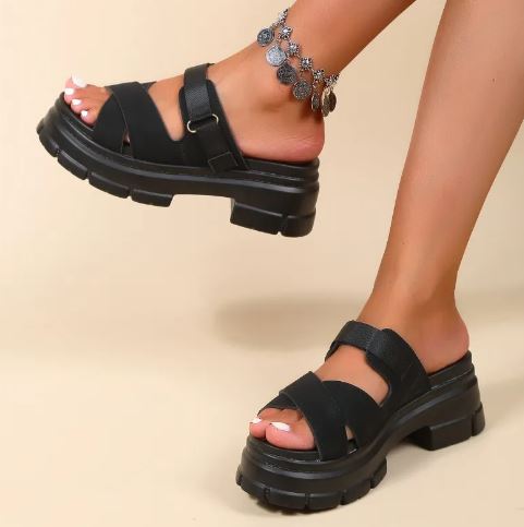 Damen-orthopädische Keilsandalen, stoßdämpfendes PU-Design-3
