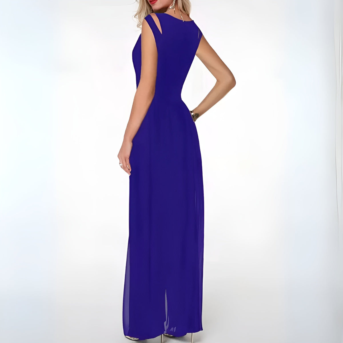 Damen-Jumpsuit Ärmellos mit Schulterdetail Weites Bein Hochwertiger Stoff 3