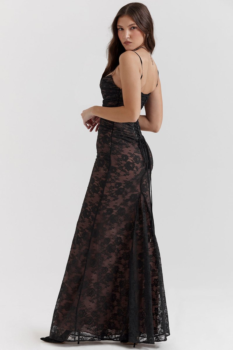 Damen-Kleid Bodycon Schnürung Polyester und Elasthan-6