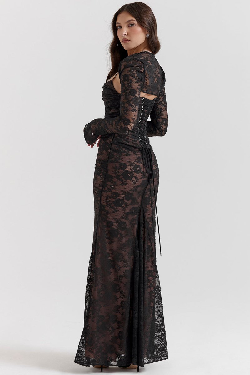 Damen-Kleid Bodycon Schnürung Polyester und Elasthan-2