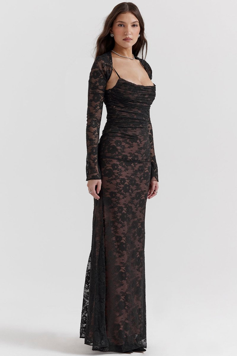 Damen-Kleid Bodycon Schnürung Polyester und Elasthan-1